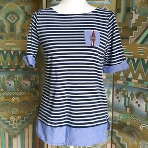 Tommy Hilfiger blue striped pullover tee